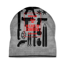 Шапка 3D с принтом Арсенал против зомби в Екатеринбурге, 100% полиэстер | универсальный размер, печать по всей поверхности изделия | bone | carl | rick | skelet | skull | walking dead | zombie | автомат | арсенал | граймс | граната | зомби | карл | оружие | пистолет | рик | ходячие мертвецы