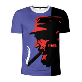 Мужская футболка 3D спортивная с принтом Fidel в Екатеринбурге, 100% полиэстер с улучшенными характеристиками | приталенный силуэт, круглая горловина, широкие плечи, сужается к линии бедра | castro | che | fidel | guevara | гевара | кастро | фидель | че