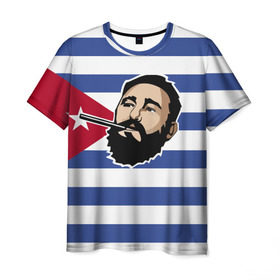 Мужская футболка 3D с принтом Fidel Castro в Екатеринбурге, 100% полиэфир | прямой крой, круглый вырез горловины, длина до линии бедер | Тематика изображения на принте: castro | che | fidel | guevara | гевара | кастро | фидель | че