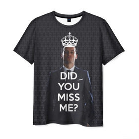 Мужская футболка 3D с принтом Keep Calm & Miss Me в Екатеринбурге, 100% полиэфир | прямой крой, круглый вырез горловины, длина до линии бедер | holmes | sherlock | мориарти | профессор | холмс | шерлок