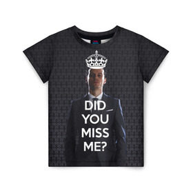 Детская футболка 3D с принтом Keep Calm & Miss Me в Екатеринбурге, 100% гипоаллергенный полиэфир | прямой крой, круглый вырез горловины, длина до линии бедер, чуть спущенное плечо, ткань немного тянется | holmes | sherlock | мориарти | профессор | холмс | шерлок