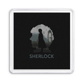 Магнит 55*55 с принтом Sherlock World в Екатеринбурге, Пластик | Размер: 65*65 мм; Размер печати: 55*55 мм | doctor | holmes | холмс | шерлок