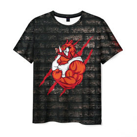Мужская футболка 3D с принтом Кабан качок Style в Екатеринбурге, 100% полиэфир | прямой крой, круглый вырез горловины, длина до линии бедер | бодибилдинг | кабан | мышцы | свинья | сила