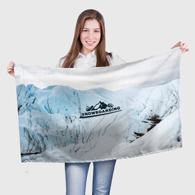 Флаг 3D с принтом Snowboarding в Екатеринбурге, 100% полиэстер | плотность ткани — 95 г/м2, размер — 67 х 109 см. Принт наносится с одной стороны | extreme | snowboarding | sport | winter | горы | движение | приключения | снег | сноуборд | спорт | экстрим