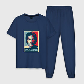 Мужская пижама хлопок с принтом Леннон в Екатеринбурге, 100% хлопок | брюки и футболка прямого кроя, без карманов, на брюках мягкая резинка на поясе и по низу штанин
 | beatles | lennon | битлз | джон | музыка