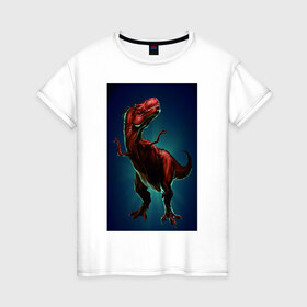 Женская футболка хлопок с принтом Dino в Екатеринбурге, 100% хлопок | прямой крой, круглый вырез горловины, длина до линии бедер, слегка спущенное плечо | dino | dinosaur | t rex | дино | динозавр | монстр | ящерица