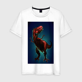 Мужская футболка хлопок с принтом Dino в Екатеринбурге, 100% хлопок | прямой крой, круглый вырез горловины, длина до линии бедер, слегка спущенное плечо. | dino | dinosaur | t rex | дино | динозавр | монстр | ящерица