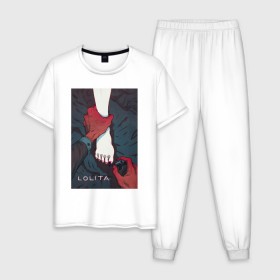 Мужская пижама хлопок с принтом Lolita в Екатеринбурге, 100% хлопок | брюки и футболка прямого кроя, без карманов, на брюках мягкая резинка на поясе и по низу штанин
 | lolita | классика | книга | лак | лолита | набоков | ногти