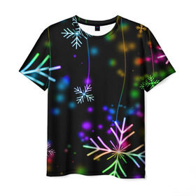 Мужская футболка 3D с принтом Новогодняя ночь в Екатеринбурге, 100% полиэфир | прямой крой, круглый вырез горловины, длина до линии бедер | happy new year | конфетти | снежинки