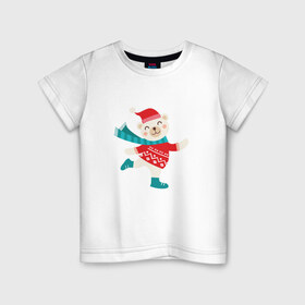 Детская футболка хлопок с принтом Новогодний Мишка в Екатеринбурге, 100% хлопок | круглый вырез горловины, полуприлегающий силуэт, длина до линии бедер | christmas | hipster | new year | winter | зима | новый год | рождество | хипстер