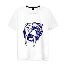 Мужская футболка хлопок с принтом Саблезуб в Екатеринбурге, 100% хлопок | прямой крой, круглый вырез горловины, длина до линии бедер, слегка спущенное плечо. | тигр