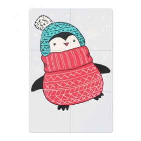 Магнитный плакат 2Х3 с принтом Зимний пингвин в Екатеринбурге, Полимерный материал с магнитным слоем | 6 деталей размером 9*9 см | christmas | new year | winter | зима | новый год | пингвин | рождество