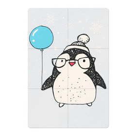 Магнитный плакат 2Х3 с принтом Пингвин с шариком в Екатеринбурге, Полимерный материал с магнитным слоем | 6 деталей размером 9*9 см | christmas | new year | winter | зима | новый год | пингвин | рождество