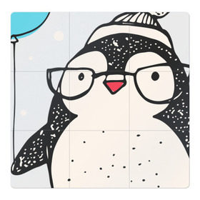 Магнитный плакат 3Х3 с принтом Пингвин с шариком в Екатеринбурге, Полимерный материал с магнитным слоем | 9 деталей размером 9*9 см | Тематика изображения на принте: christmas | new year | winter | зима | новый год | пингвин | рождество