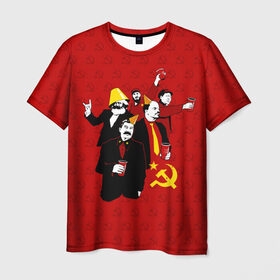 Мужская футболка 3D с принтом Communist Party в Екатеринбурге, 100% полиэфир | прямой крой, круглый вырез горловины, длина до линии бедер | lenin | october | party | red | russia | soviet union | stalin | ussr | большевик | коммунист | красный | ленин | октябрь | пати | россия | советский союз | ссср | сталин