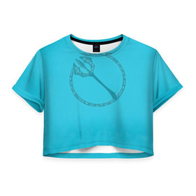 Женская футболка 3D укороченная с принтом Тризубец в Екатеринбурге, 100% полиэстер | круглая горловина, длина футболки до линии талии, рукава с отворотами | fizz | league of legends | lol | лига легенд | лол | физз