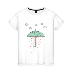 Женская футболка хлопок с принтом Зонтик в Екатеринбурге, 100% хлопок | прямой крой, круглый вырез горловины, длина до линии бедер, слегка спущенное плечо | 