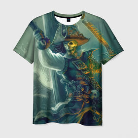 Мужская футболка 3D с принтом Пират в Екатеринбурге, 100% полиэфир | прямой крой, круглый вырез горловины, длина до линии бедер | gangplank | league of legends | lol | pirate | гангпланк | лига легенд | лол | пират