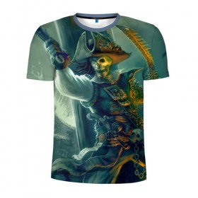Мужская футболка 3D спортивная с принтом Пират в Екатеринбурге, 100% полиэстер с улучшенными характеристиками | приталенный силуэт, круглая горловина, широкие плечи, сужается к линии бедра | gangplank | league of legends | lol | pirate | гангпланк | лига легенд | лол | пират