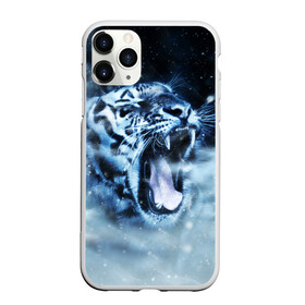 Чехол для iPhone 11 Pro Max матовый с принтом Белый тигр в Екатеринбурге, Силикон |  | зима | клыки | метель | пасть | снег | тигр | хищник