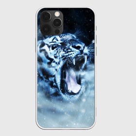 Чехол для iPhone 12 Pro Max с принтом Белый тигр в Екатеринбурге, Силикон |  | зима | клыки | метель | пасть | снег | тигр | хищник