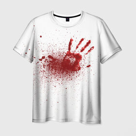 Мужская футболка 3D с принтом кровавая футболка в Екатеринбурге, 100% полиэфир | прямой крой, круглый вырез горловины, длина до линии бедер | Тематика изображения на принте: кровь