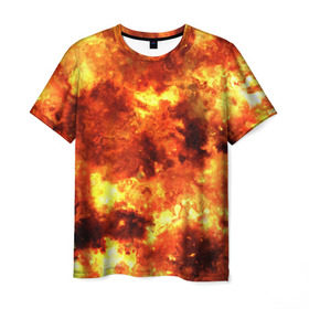 Мужская футболка 3D с принтом Взрывной гранж в Екатеринбурге, 100% полиэфир | прямой крой, круглый вырез горловины, длина до линии бедер | взрыв | гранж | огонь | пламя | эксклюзив