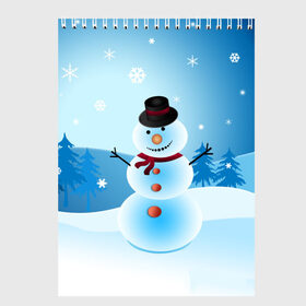 Скетчбук с принтом Снеговик в Екатеринбурге, 100% бумага
 | 48 листов, плотность листов — 100 г/м2, плотность картонной обложки — 250 г/м2. Листы скреплены сверху удобной пружинной спиралью | Тематика изображения на принте: дед мороз | зима | новый год | праздник | снеговик | снежинки