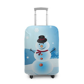 Чехол для чемодана 3D с принтом Снеговик в Екатеринбурге, 86% полиэфир, 14% спандекс | двустороннее нанесение принта, прорези для ручек и колес | дед мороз | зима | новый год | праздник | снеговик | снежинки