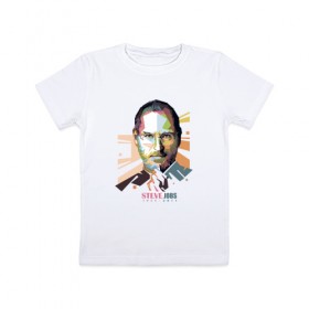 Детская футболка хлопок с принтом Стив Джобс в Екатеринбурге, 100% хлопок | круглый вырез горловины, полуприлегающий силуэт, длина до линии бедер | apple | брэнд | джобс | стив | эпл