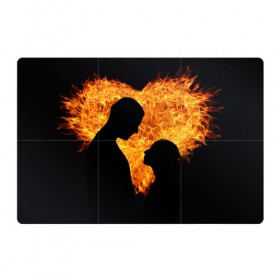Магнитный плакат 3Х2 с принтом Огненная любовь в Екатеринбурге, Полимерный материал с магнитным слоем | 6 деталей размером 9*9 см | Тематика изображения на принте: любовь | огонь | пламя | сердце | танец