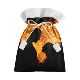 Подарочный 3D мешок с принтом Огненная любовь в Екатеринбурге, 100% полиэстер | Размер: 29*39 см | Тематика изображения на принте: любовь | огонь | пламя | сердце | танец
