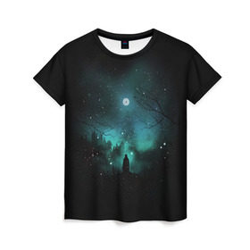 Женская футболка 3D с принтом Взгляд на звезды в Екатеринбурге, 100% полиэфир ( синтетическое хлопкоподобное полотно) | прямой крой, круглый вырез горловины, длина до линии бедер | cosmos | galaxy | hipster | moon | night | planet | space | star | universe | вселенная | галактика | звезды | космос | луна | ночь | планета | хипстер