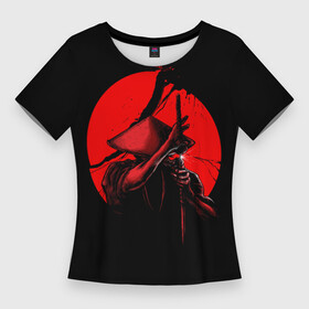 Женская футболка 3D Slim с принтом Сила самурая в Екатеринбурге,  |  | china | galaxy | japan | moon | planet | samurai | space | воин | галактика | китай | космос | луна | мастер | планета | самурай | япония
