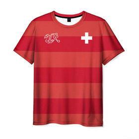 Мужская футболка 3D с принтом Сборная Швейцарии в Екатеринбурге, 100% полиэфир | прямой крой, круглый вырез горловины, длина до линии бедер | футбол | швейцария