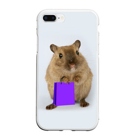 Чехол для iPhone 7Plus/8 Plus матовый с принтом Хомяк с сумкой в Екатеринбурге, Силикон | Область печати: задняя сторона чехла, без боковых панелей | грызун | животные | крыса | мышь | хомяк | яблоко
