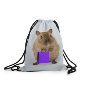 Рюкзак-мешок 3D с принтом Хомяк с сумкой в Екатеринбурге, 100% полиэстер | плотность ткани — 200 г/м2, размер — 35 х 45 см; лямки — толстые шнурки, застежка на шнуровке, без карманов и подкладки | грызун | животные | крыса | мышь | хомяк | яблоко
