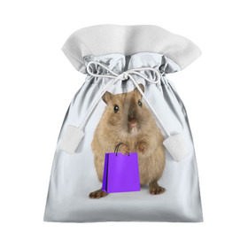 Подарочный 3D мешок с принтом Хомяк с сумкой в Екатеринбурге, 100% полиэстер | Размер: 29*39 см | грызун | животные | крыса | мышь | хомяк | яблоко