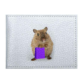 Обложка для студенческого билета с принтом Хомяк с сумкой в Екатеринбурге, натуральная кожа | Размер: 11*8 см; Печать на всей внешней стороне | грызун | животные | крыса | мышь | хомяк | яблоко