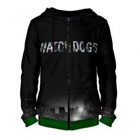 Мужская толстовка 3D на молнии с принтом Watch Dogs 2 в Екатеринбурге, 100% полиэстер | длина до линии бедра, манжеты и пояс оформлены мягкой тканевой резинкой, двухслойный капюшон со шнурком для регулировки, спереди молния, по бокам два кармана | dogs | ubisoft | watch | watchdogs | псы | сторожевые | хакер