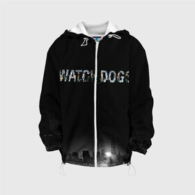 Детская куртка 3D с принтом Watch Dogs 2 в Екатеринбурге, 100% полиэстер | застежка — молния, подол и капюшон оформлены резинкой с фиксаторами, по бокам — два кармана без застежек, один потайной карман на груди, плотность верхнего слоя — 90 г/м2; плотность флисового подклада — 260 г/м2 | Тематика изображения на принте: dogs | ubisoft | watch | watchdogs | псы | сторожевые | хакер