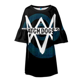 Детское платье 3D с принтом Watch Dogs 2 в Екатеринбурге, 100% полиэстер | прямой силуэт, чуть расширенный к низу. Круглая горловина, на рукавах — воланы | Тематика изображения на принте: dogs | ubisoft | watch | watchdogs | псы | сторожевые | хакер