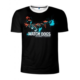Мужская футболка 3D спортивная с принтом Watch Dogs 2 в Екатеринбурге, 100% полиэстер с улучшенными характеристиками | приталенный силуэт, круглая горловина, широкие плечи, сужается к линии бедра | Тематика изображения на принте: dogs | ubisoft | watch | watchdogs | псы | сторожевые | хакер