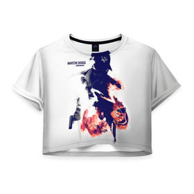 Женская футболка 3D укороченная с принтом Watch Dogs 2 в Екатеринбурге, 100% полиэстер | круглая горловина, длина футболки до линии талии, рукава с отворотами | dogs | ubisoft | watch | псы | сторожевые