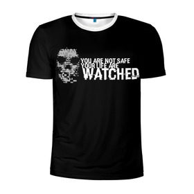 Мужская футболка 3D спортивная с принтом Watch Dogs 2 в Екатеринбурге, 100% полиэстер с улучшенными характеристиками | приталенный силуэт, круглая горловина, широкие плечи, сужается к линии бедра | dogs | ubisoft | watch | watchdogs | псы | сторожевые | хакер