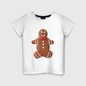 Детская футболка хлопок с принтом Новый год, Печенька! в Екатеринбурге, 100% хлопок | круглый вырез горловины, полуприлегающий силуэт, длина до линии бедер | новыйгод | печенька
