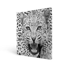 Холст квадратный с принтом Леопард в Екатеринбурге, 100% ПВХ |  | animal | eyes | jaws | leopard | malicious | predator | spotted | teeth | wild | взгляд | дикий | животное | злой | клыки | леопард | оскал | пасть | пятнистый | хищник