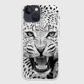 Чехол для iPhone 13 mini с принтом Леопард в Екатеринбурге,  |  | animal | eyes | jaws | leopard | malicious | predator | spotted | teeth | wild | взгляд | дикий | животное | злой | клыки | леопард | оскал | пасть | пятнистый | хищник