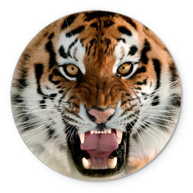 Коврик круглый с принтом Тигр в Екатеринбурге, резина и полиэстер | круглая форма, изображение наносится на всю лицевую часть | animal | predator | striped | tiger | view | wild | взгляд | дикий | животное | полосатый | тигр | хищник