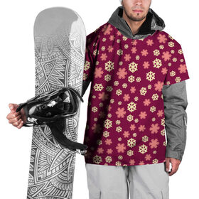 Накидка на куртку 3D с принтом Снежинки бордо в Екатеринбурге, 100% полиэстер |  | год петуха | детям | любимым. | новый год | подарок | популярное | снег | снежинки